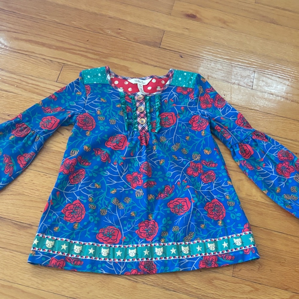 Matilda Jane Blue and Red Floral Kids Blouse